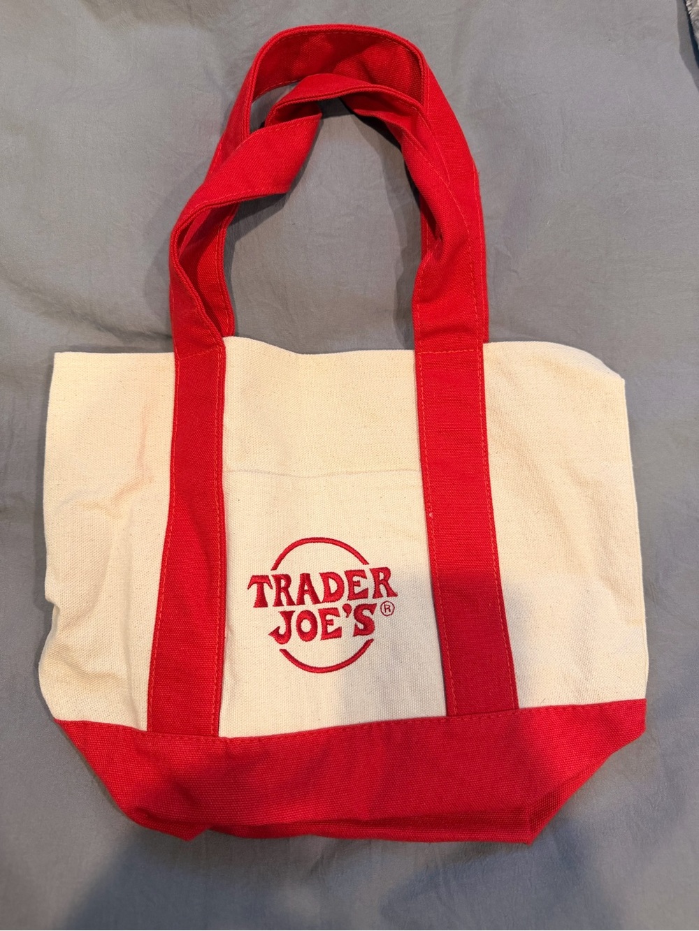 Trader Joe's Red and Cream mini Tote
